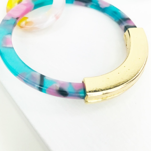 Linked Hoop Earrings in Teal - Picture 4 of 7